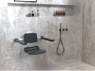 Sedile doccia pieghevole sospeso a parete Oceanwell: resistente, ergonomico e personalizzabile per progetti commerciali